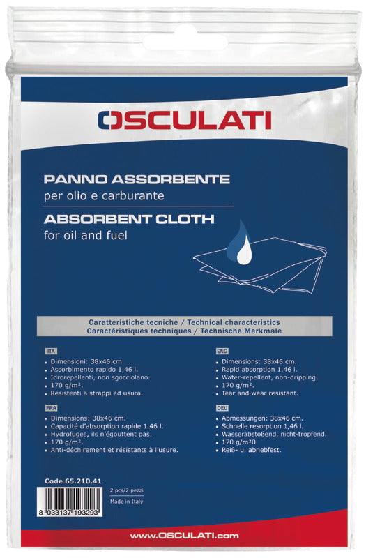 Panni assorbenti Osculati per olio e carburante, confezione da 2 65.210.41