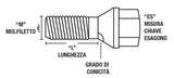 CORA Serie 4 Bulloni Antifurto per Ruote Mod. C M12x1,25