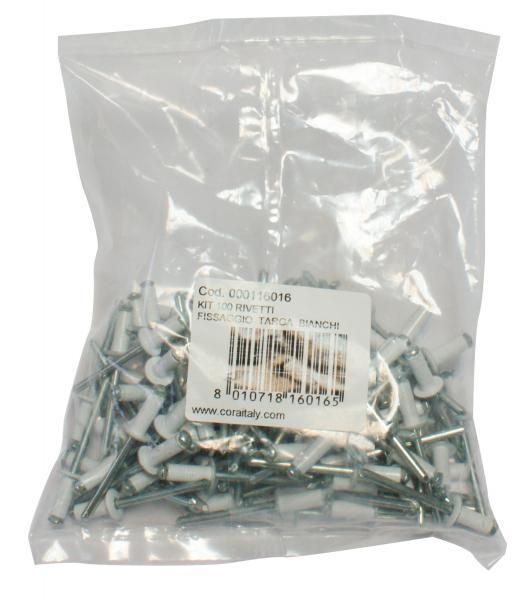 Cora Kit 100 weiße Kennzeichenbefestigungsnieten