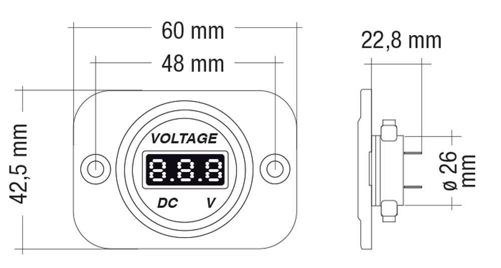 Voltímetro digital Cora 5 V-30 V CC
