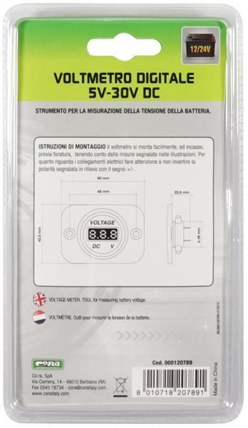 Voltímetro digital Cora 5 V-30 V CC