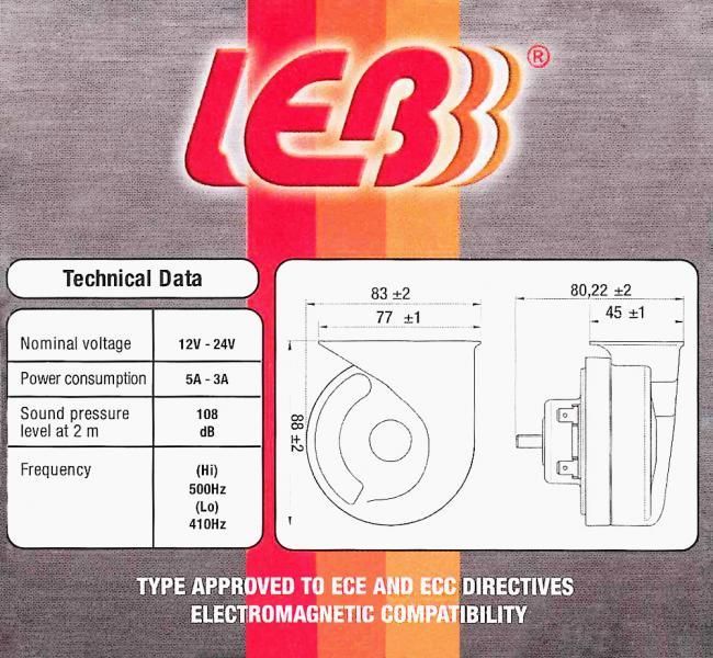 Bocina electromagnética Cora TW80/High de 12 V