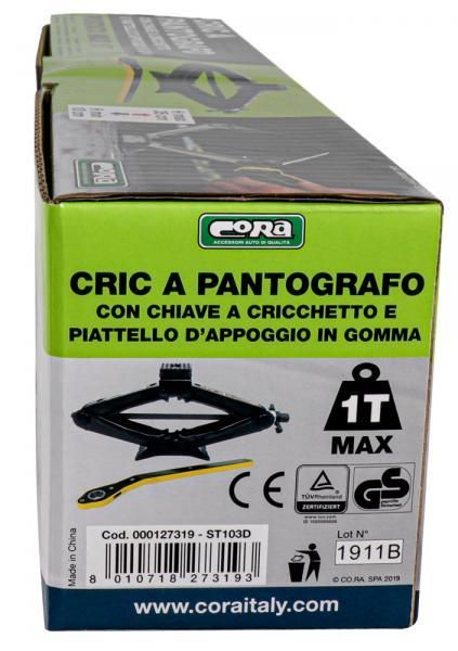 Gato pantógrafo Cora 1 t con llave de trinquete