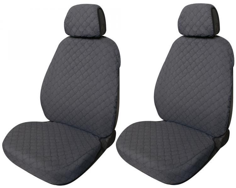 Fundas de asiento Cora Complete Series Espresso Deluxe, tamaño mediano, traseras, de largo completo, en tela de algodón acolchada color antracita