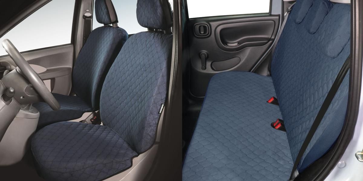 Cora Juego completo de fundas de asientos personalizadas para Fiat Panda 03> 5 plazas traseras, tejido de algodón acolchado completo, azul aviación