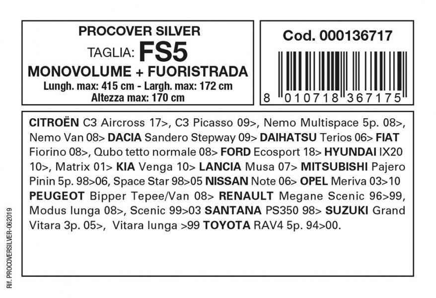 Cora Copriauto Procover Silver modello FS5
