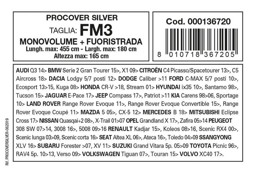 Cora Copriauto Procover Silver modello FM3