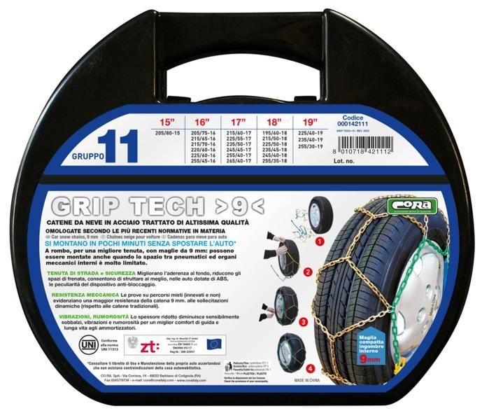 Cadenas de nieve Cora Grip Tech de 9 mm, grupo 11
