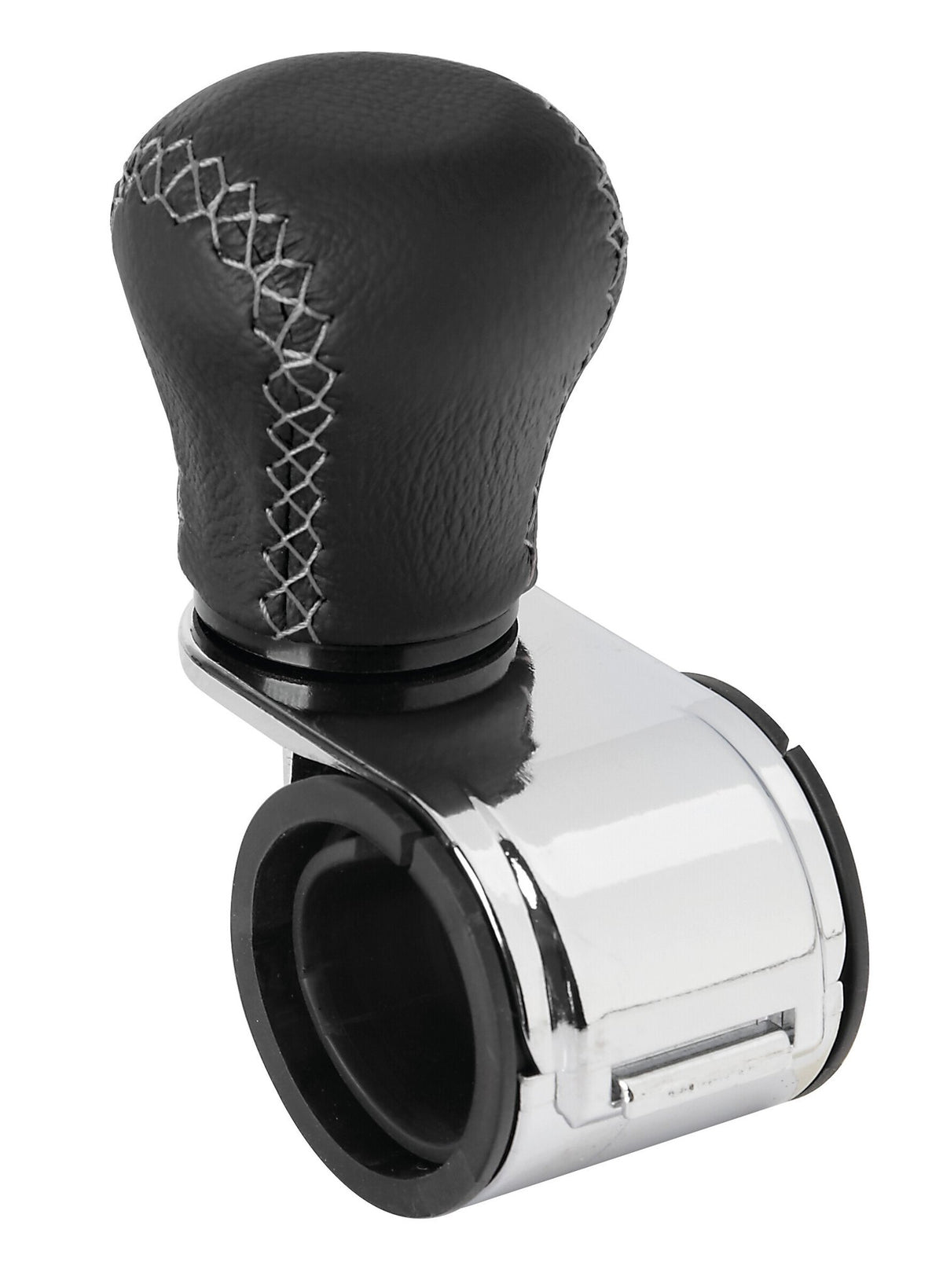 Pilot Revolve, pomello volante in pelle con cuciture silver, staffa cromata