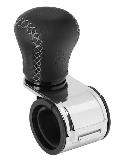Pilot Revolve, pomello volante in pelle con cuciture silver, staffa cromata