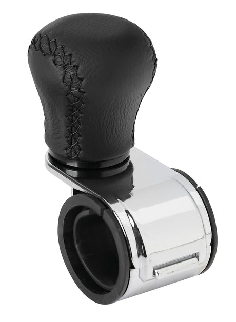 Pilot Revolve, pomello volante in pelle con cuciture nere, staffa cromata