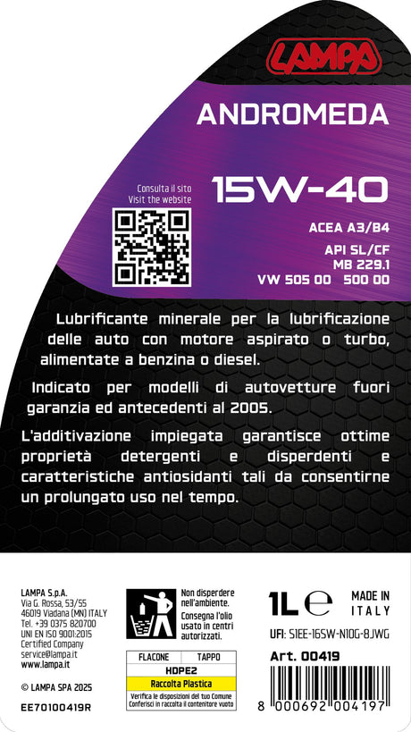 Lampa Andromeda 15W-40, olio motore auto - 1 L 00419