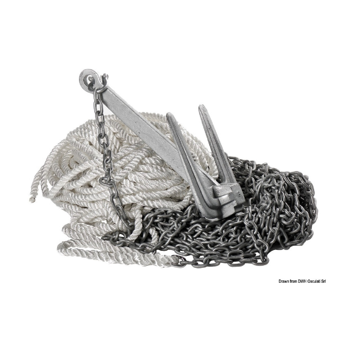 Osculati Hall Ankerset für Boote, bestehend aus Seil, Kette, Gelenk und Anker 01.710.01