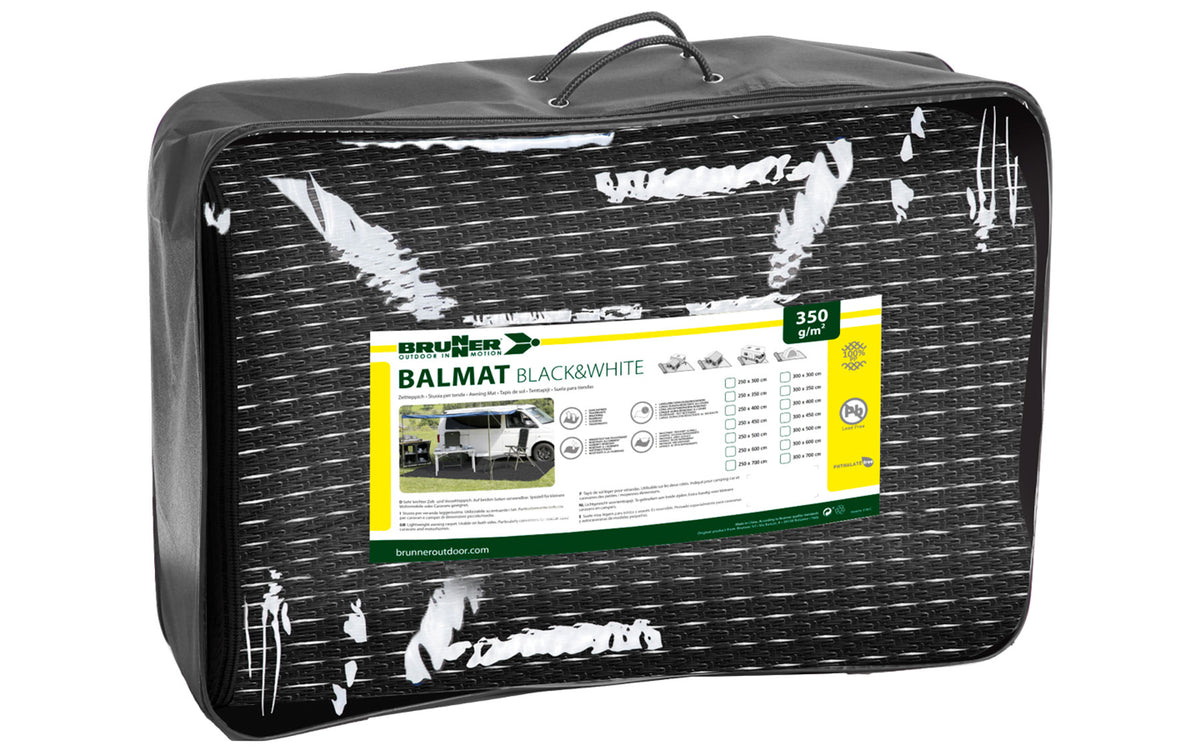 Brunner Balmat Campingmatte für Wohnmobile und Wohnwagen, 250 x 450 cm, Schwarz und Grau