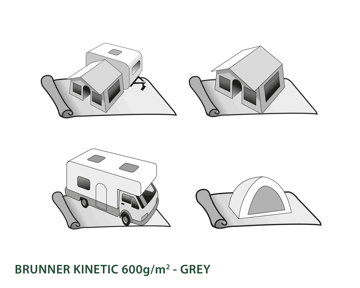 Colchoneta de camping Brunner Kinetic 600 para autocaravanas y caravanas, 250 x 400 cm, gris