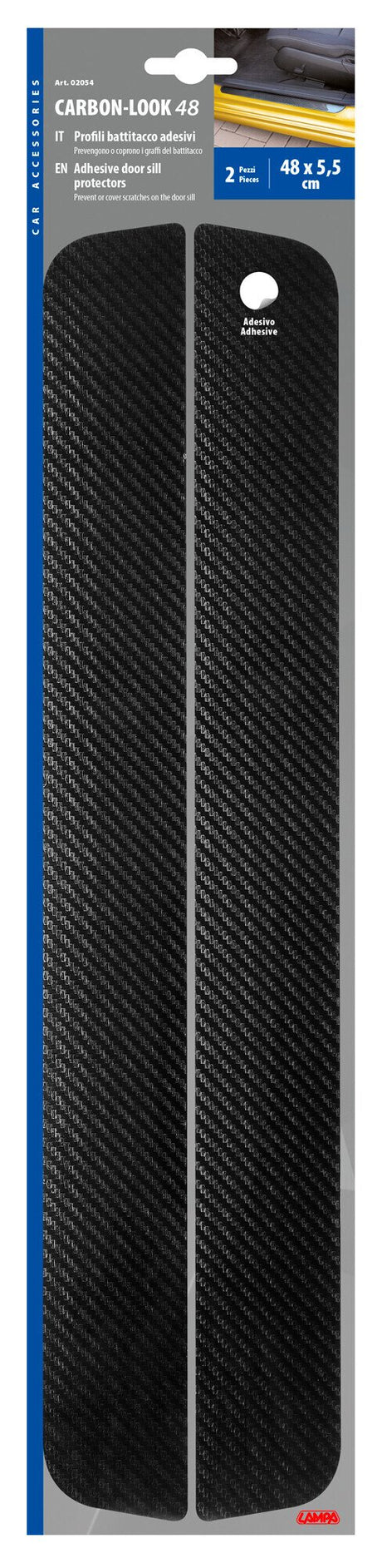 Lampa Carbon-Look, profili battitacco portiera adesivi - 480x55 mm 02054