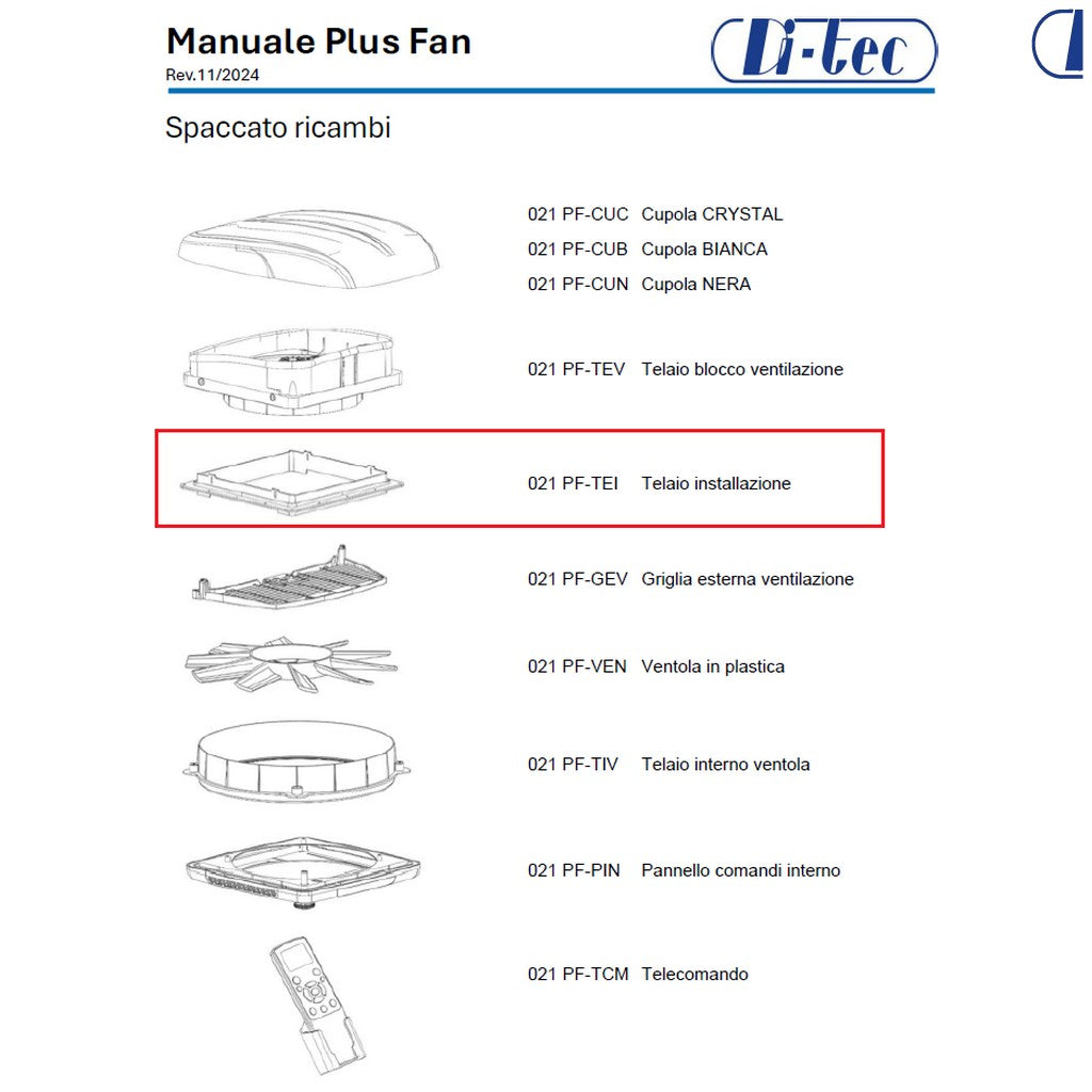 Di-Tec Telaio di installazione per Plus Fan