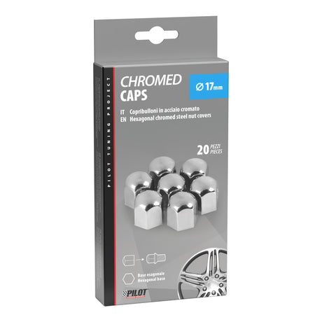 Pilot Chromed Caps, copribulloni in acciaio cromato - diametro 17 mm