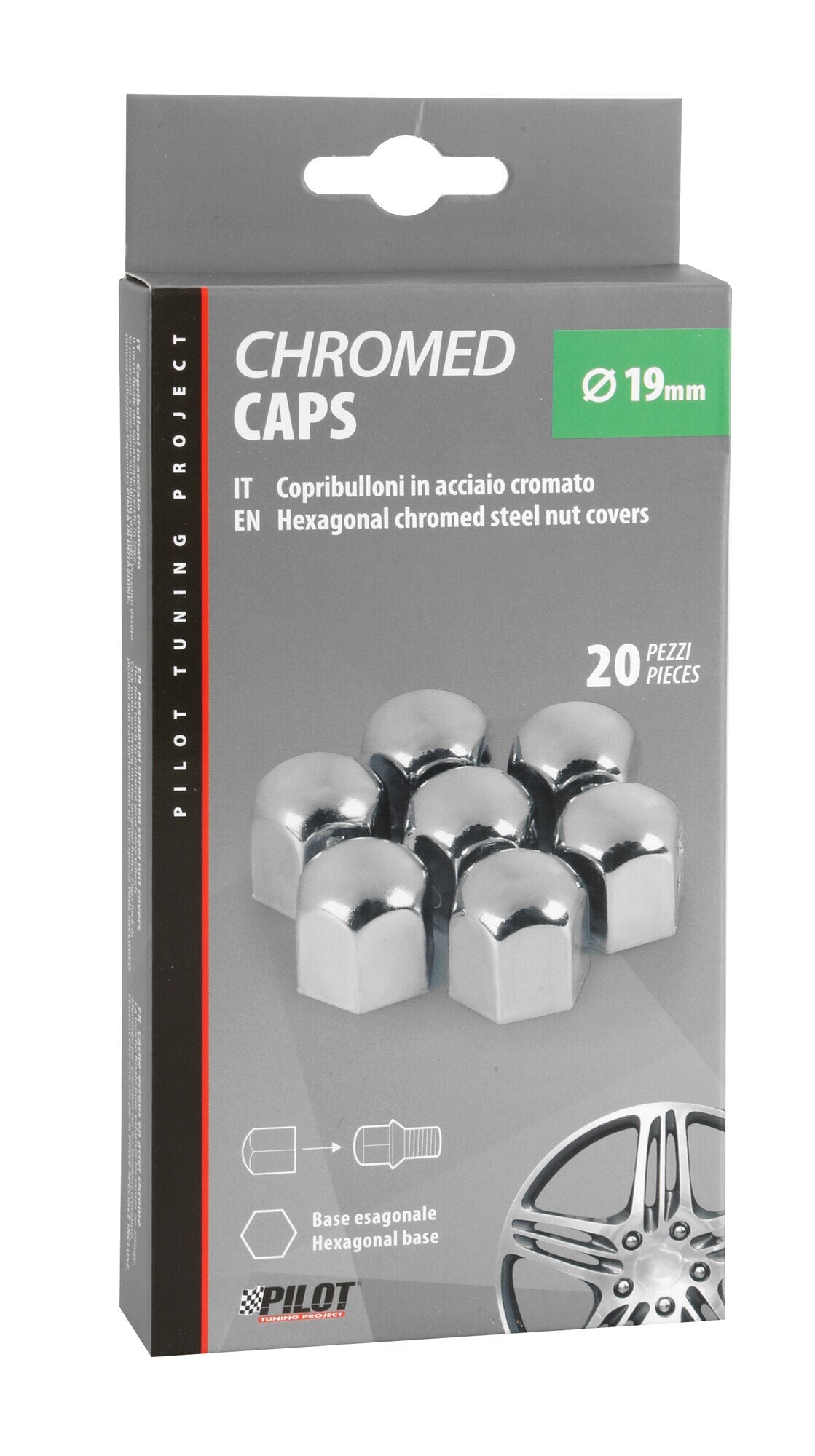 Pilot Chromed Caps, copribulloni in acciaio cromato - diametro 19 mm