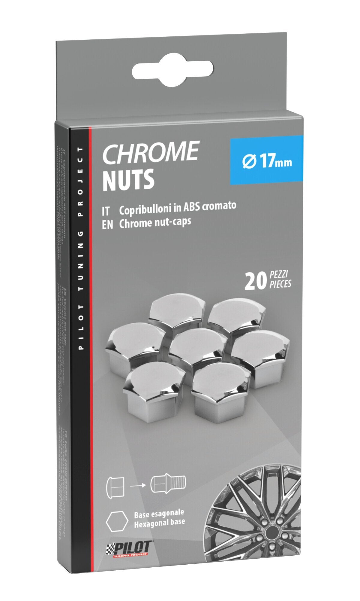 Pilot Chrome-Nut Caps, 20 copribulloni - diametro 17 mm