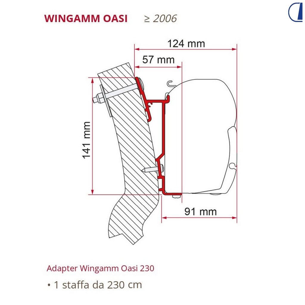 Fiamma Adapter per veranda su Wingamm Oasi 230 dal 2006