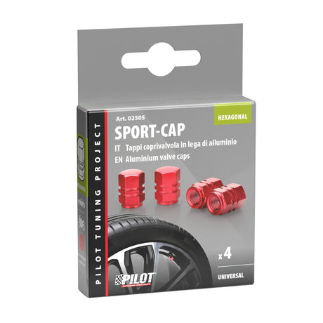 Pilot Sport-Cap Hexagonal, set 4 tappi coprivalvola - Rosso