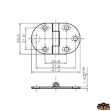 Trem Cerniera inox AISI 316 47x30 mm