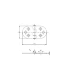 Trem Edelstahlscharnier 76x40 mm Zentralstift