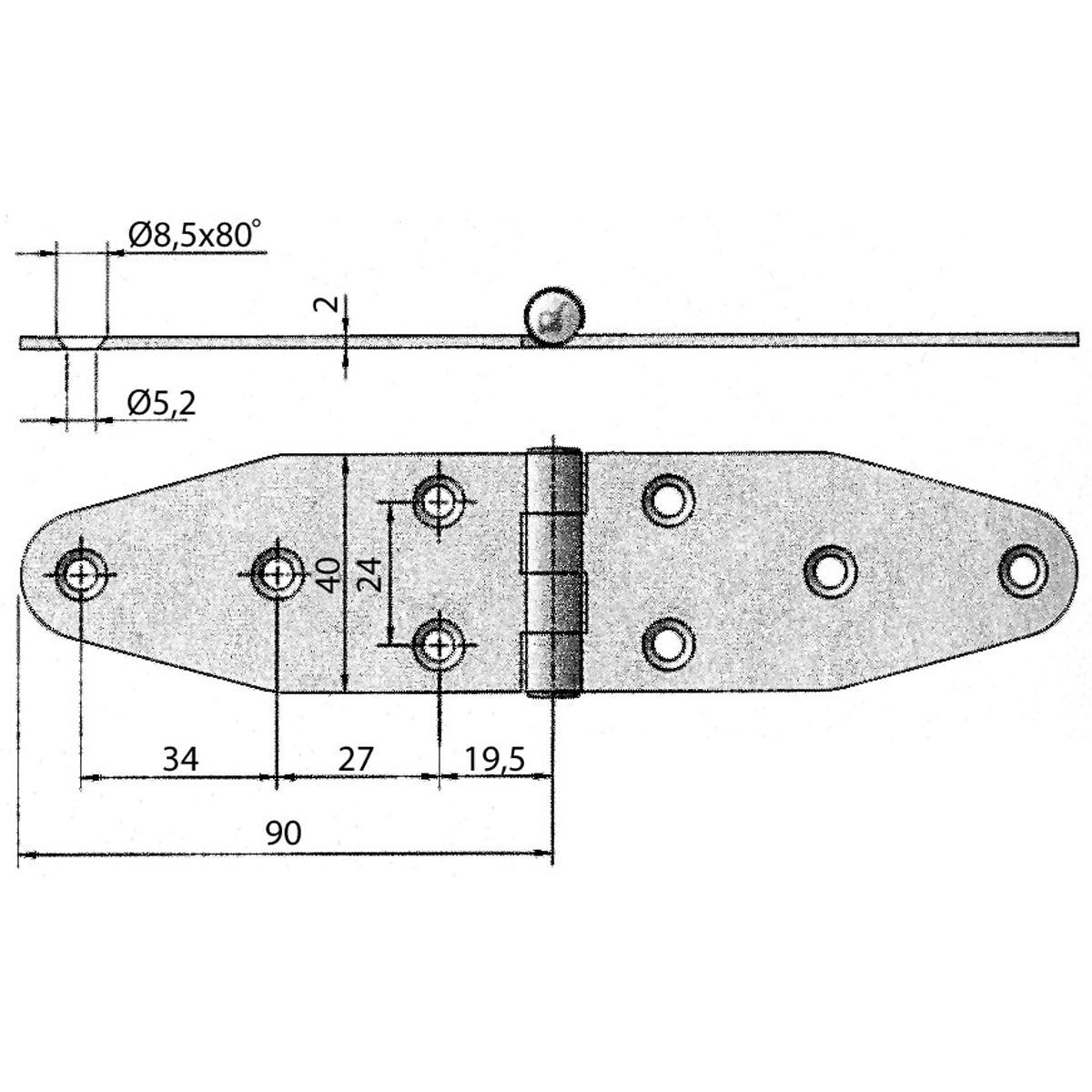 Trem Edelstahlscharnier, gerades Modell, M3544085