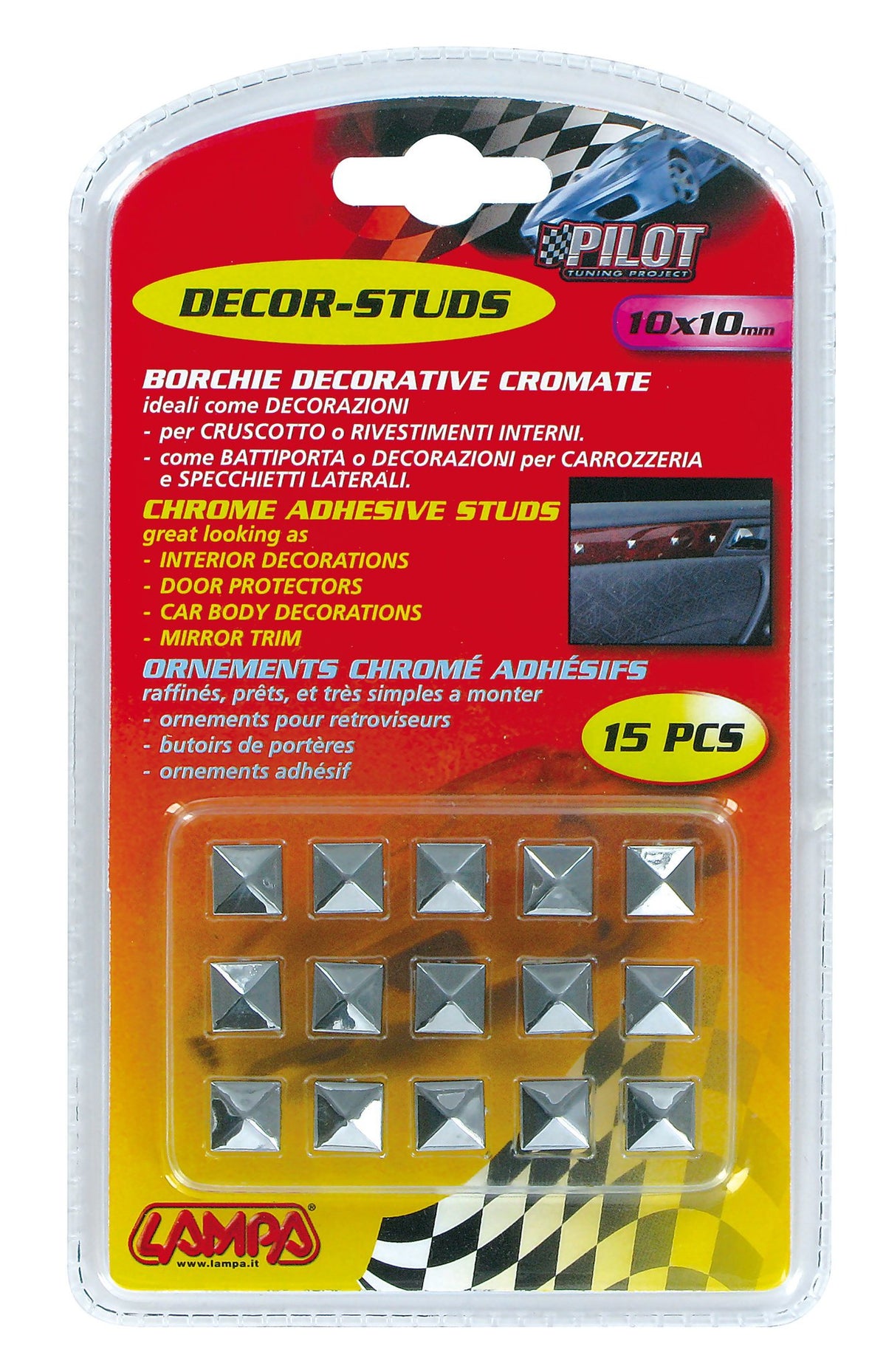 Pilot Decor-Studs, borchie cromate 15 pz - 10x10 mm