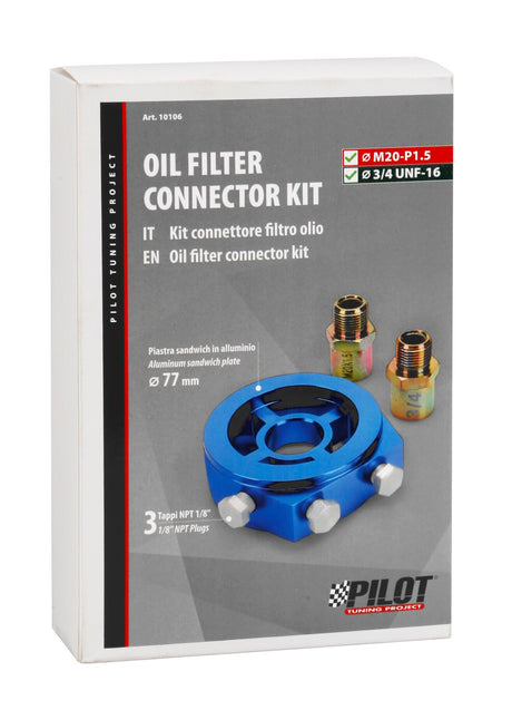 Pilot Raccordo filtri olio 77 mm per innesto 3 sensori - M20-P1.5 + 3/4-16 UNF