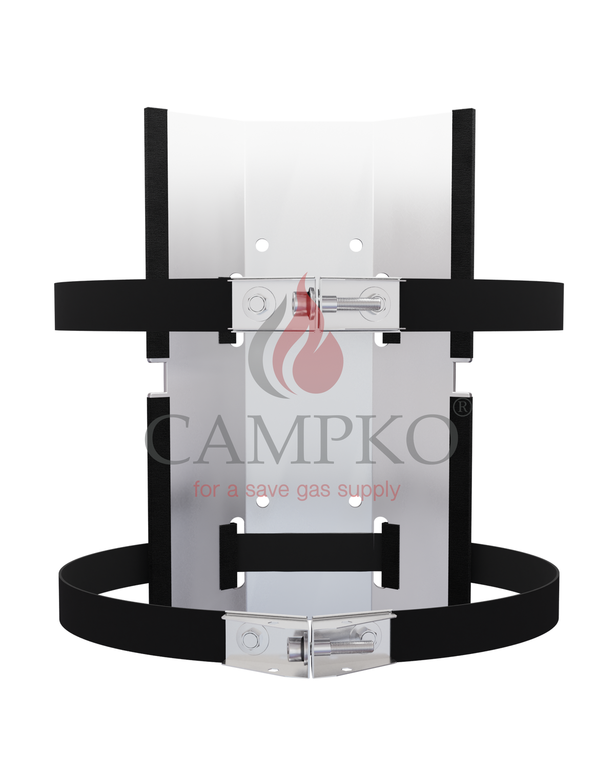 CAMPKO supporto a parete per bombola del gas  300 + 2 cinghie in acciaio inox con tenditore ad ardiglione