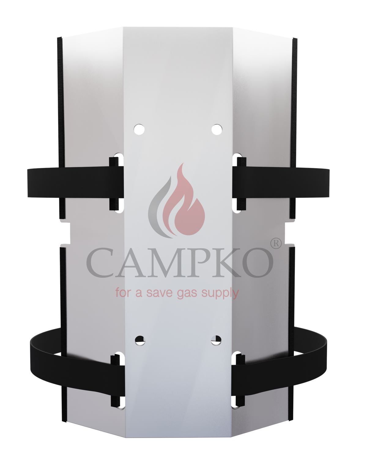 CAMPKO supporto a parete per bombola del gas  300 + 2 cinghie in acciaio inox con tenditore ad ardiglione