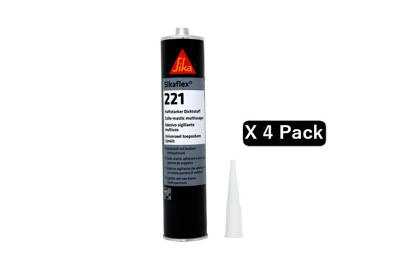 Sikaflex 221 300 ml – grau, 4er-Pack