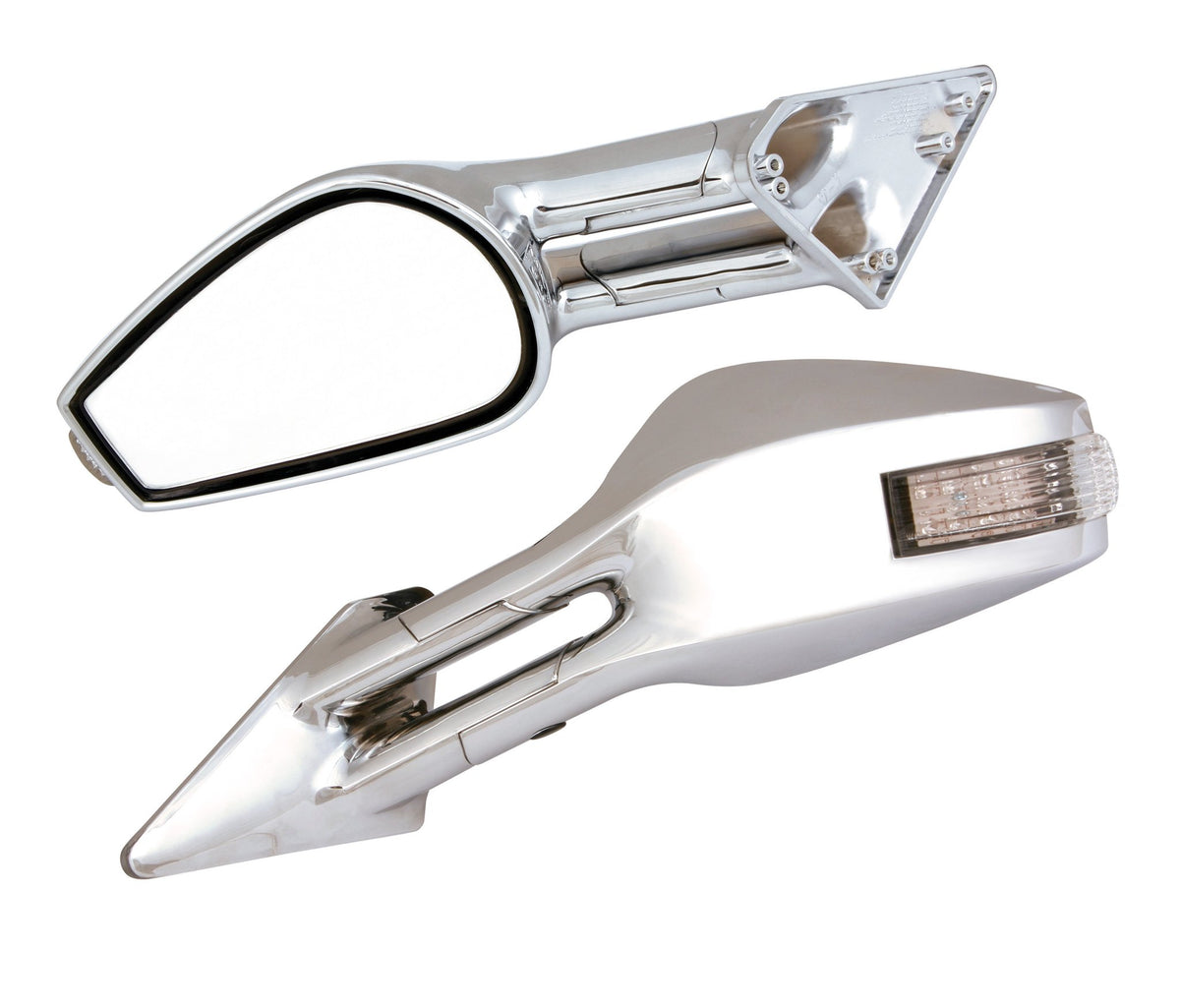 Pilot Race-6 Led E, coppia specchi retrovisori esterni - Cromo