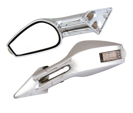 Pilot Race-6 Led E, coppia specchi retrovisori esterni - Cromo