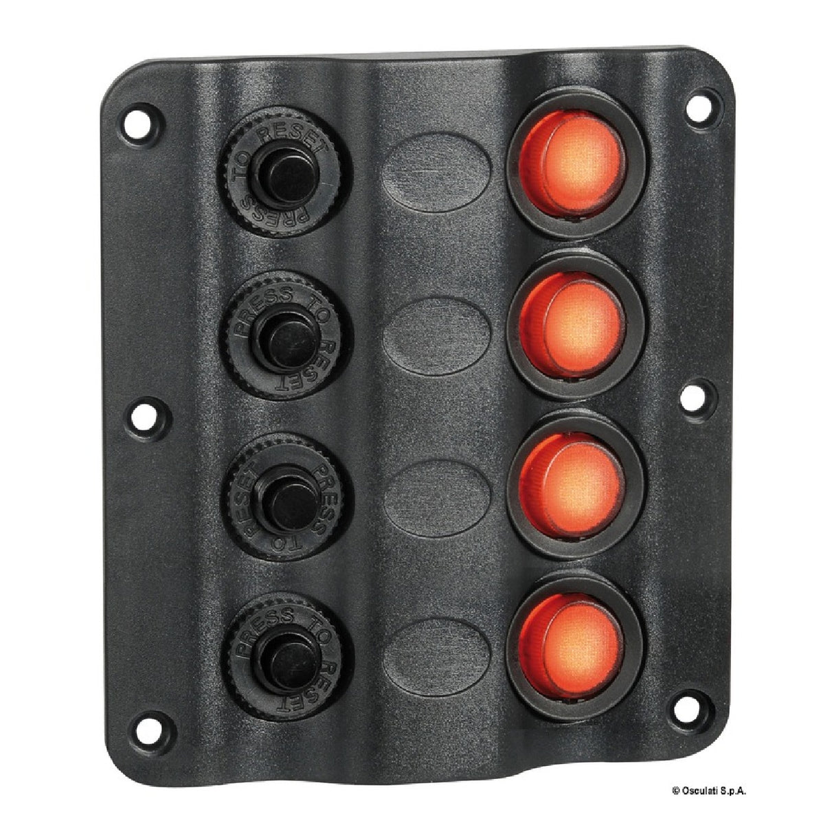 Cuadro eléctrico Osculati Wave Design con interruptores basculantes y LED 14.104.01