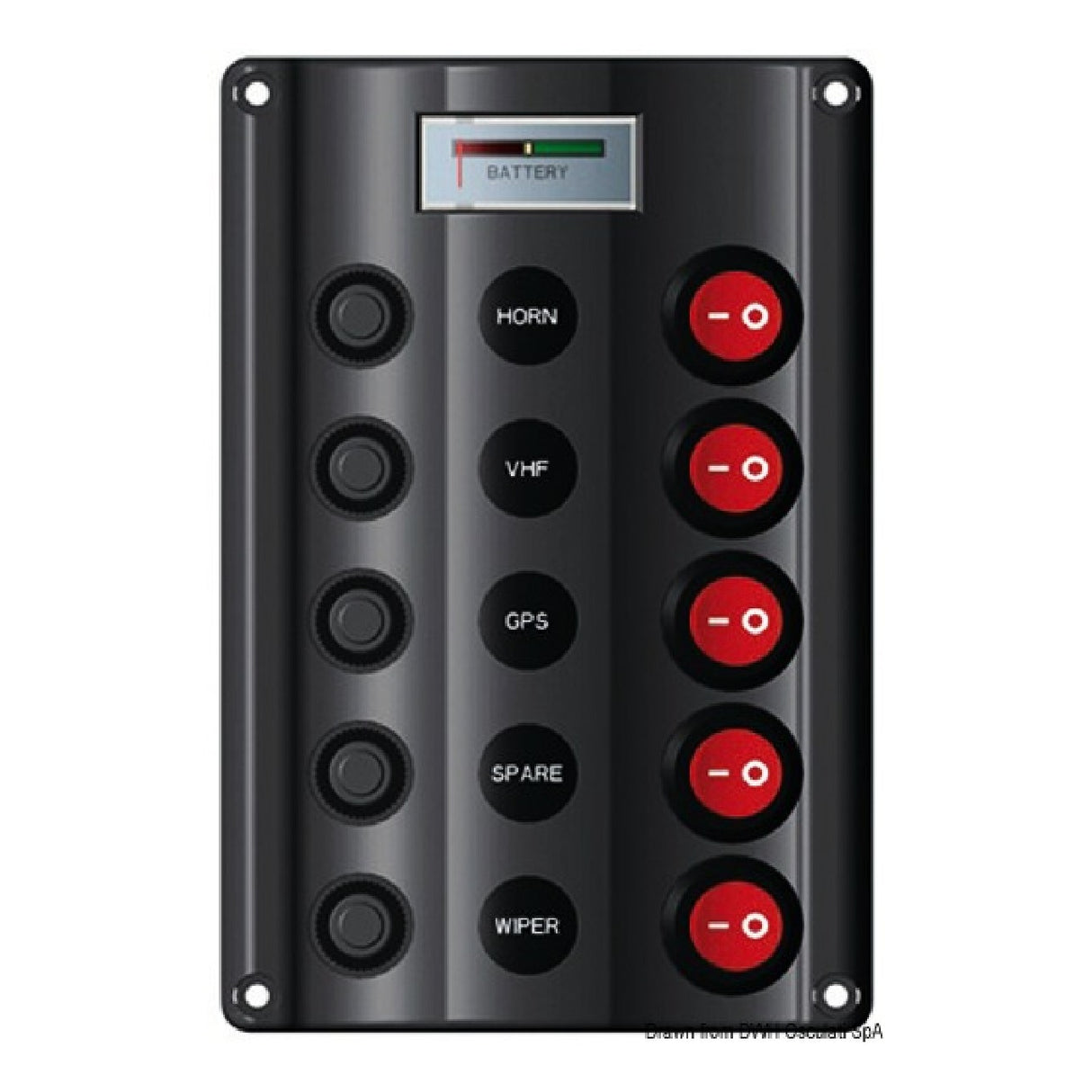 Cuadro eléctrico Osculati Wave Design con interruptores basculantes y LED 14.104.01