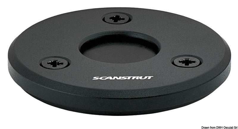 Scanstrut Flachprofil-Stopfbuchse aus schwarzem Aluminium, Durchmesser 4/9 mm