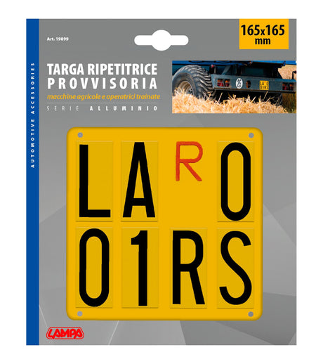 Lampa Targa provvisoria rimorchi agricoli macchine operatrici trainate 165x165mm 19899