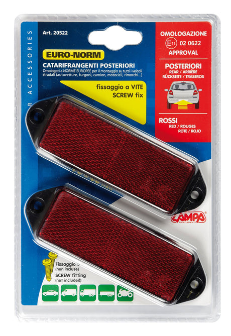Lampa Catarifrangenti rettangolari - 90x35 mm - Rosso 20522