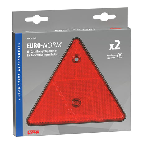 Lampa Euro-Norm catarifrangenti triangolari - 150x130 mm - Rosso 20542