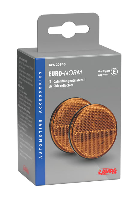 Lampa Euro-Norm, catarifrangenti rotondi -  65 mm - Arancio 20545