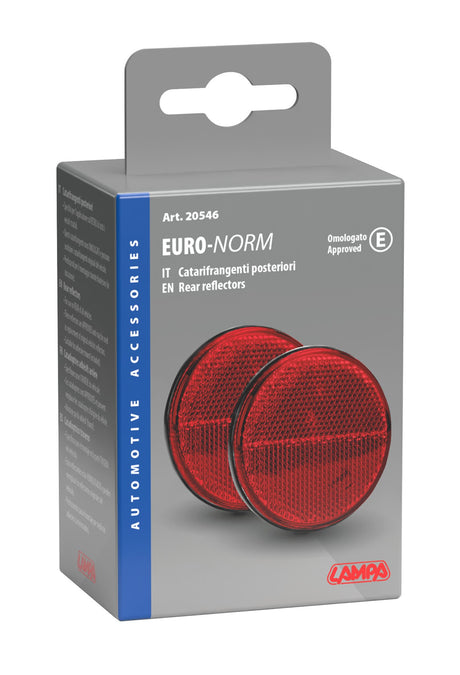 Lampa Euro-Norm, catarifrangenti rotondi -  65 mm - Rosso 20546