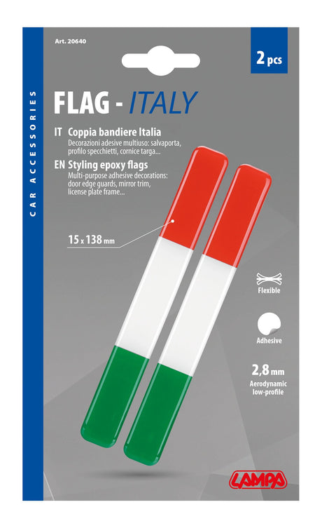 Lampa Flag-Italy, coppia bandiere Italia - 15x138 mm 20640