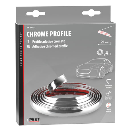 Pilot Profilo adesivo cromato - 4 m - 21 mm