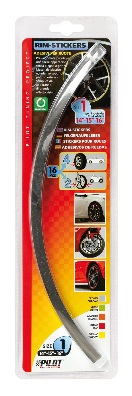Pilot Rim-Stickers, profili adesivi ruota - Taglia 1 - Cromo