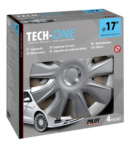 Pilot Copricerchi auto 4 pz - verniciati Tech-One Stratos RC Silver -  17"
