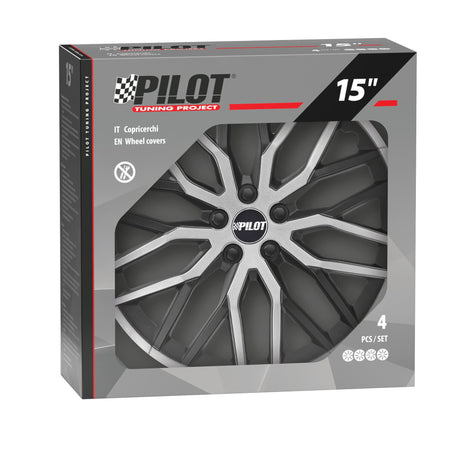 Pilot Speedster - Set 4 copricerchi - 15" - Nero/Argento