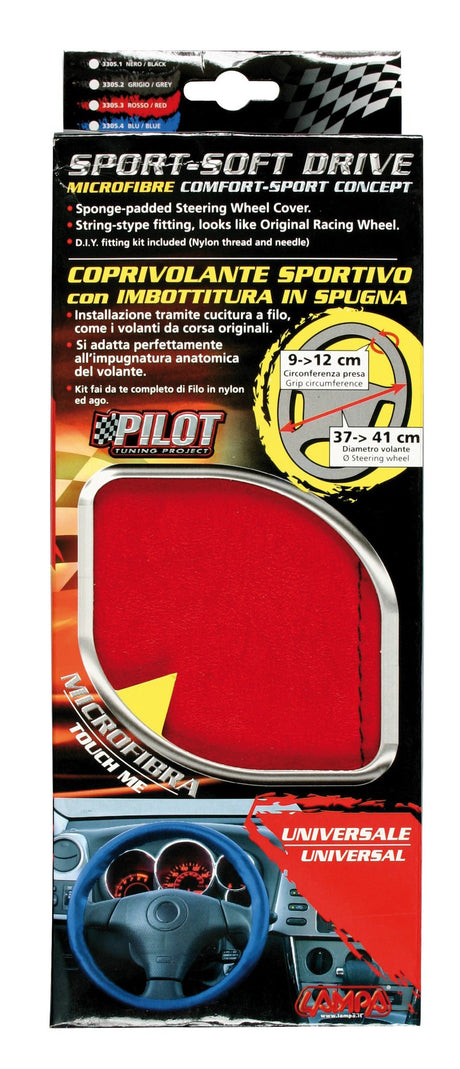 Pilot Sport soft drive, coprivolante in microfibra - U -  37/41 cm - Rosso